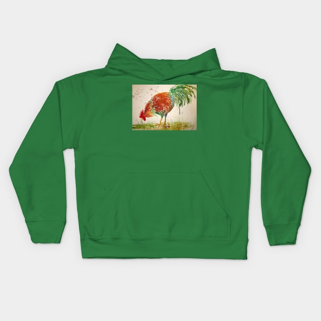 Proud Cockerel Kids Hoodie by Casimirasquirkyart